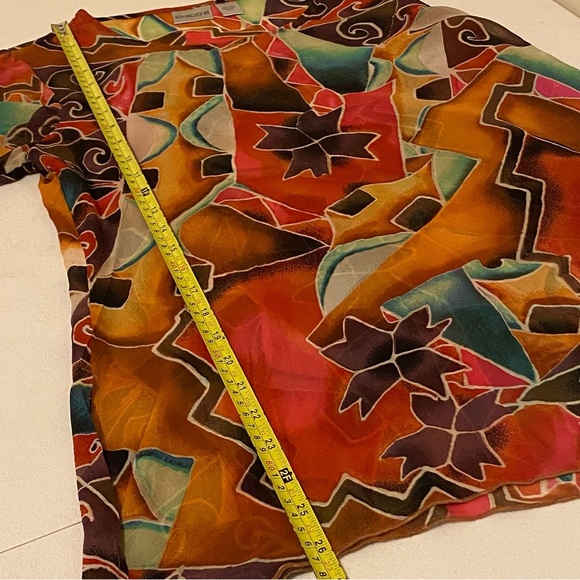 Chico’s Women’s 100% Silk Long Sleeve Sheer Blouse Artsy Size 0-XS Pullover Top - Picture 9 of 9